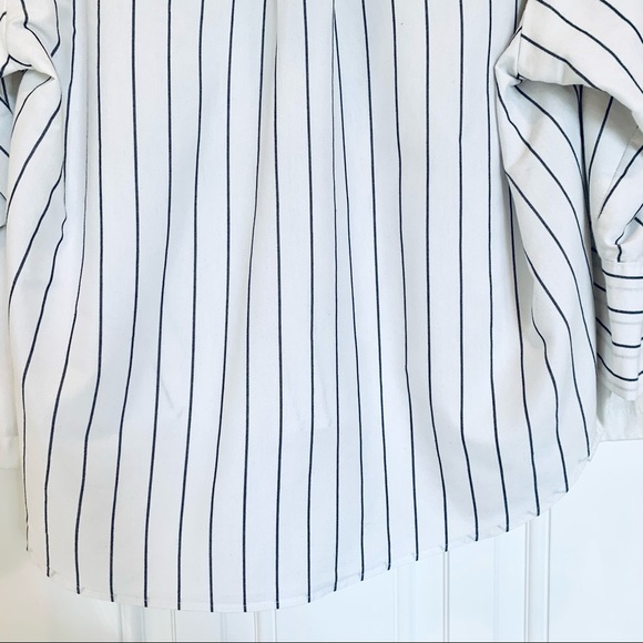 ❌DONATED❌ STYLEANDA KOREA White & Navy Pinstripes Long Sleeve Mock Hoodie - Picture 8 of 12